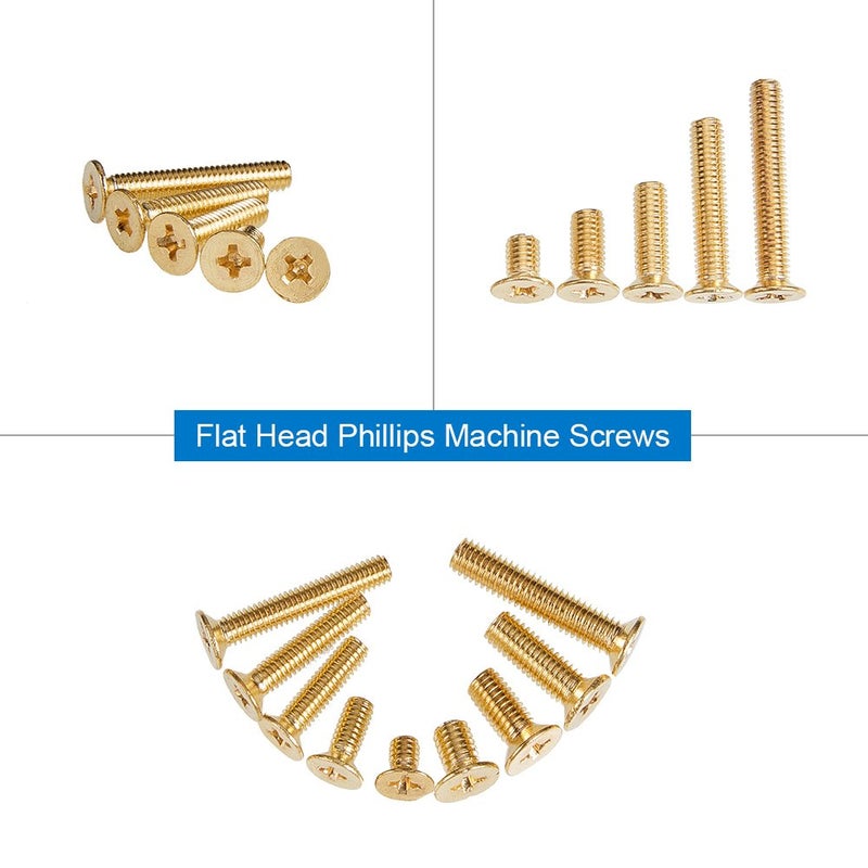 INCREWAY Machine Screws, 160 Pcs M4 M5 10 Sizes Brass Flat-Head Bolts Phillips Drive Machine Screws Assortment Kit - Image 3